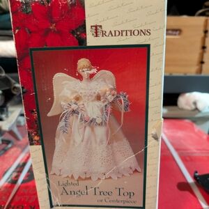 Traditions Lighted Angel Tree Top - Cream